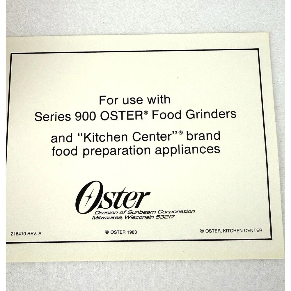 Vintage OSTER Kitchen Center Pasta Accessory Kit 939-65 Also Fits OSTER Grinder - Picture 5 of 11
